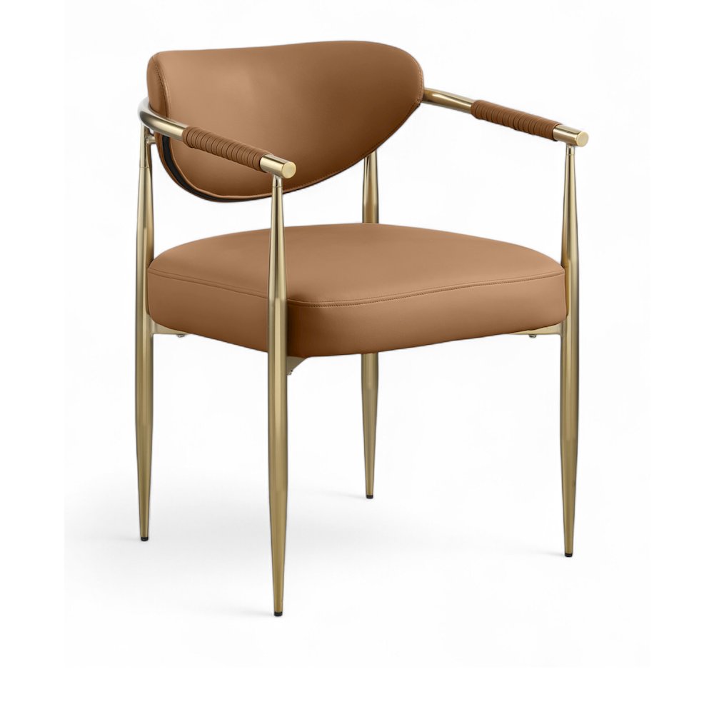 Virella Cognac Vegan Leather Upholstered Dining Chair, Set of 2