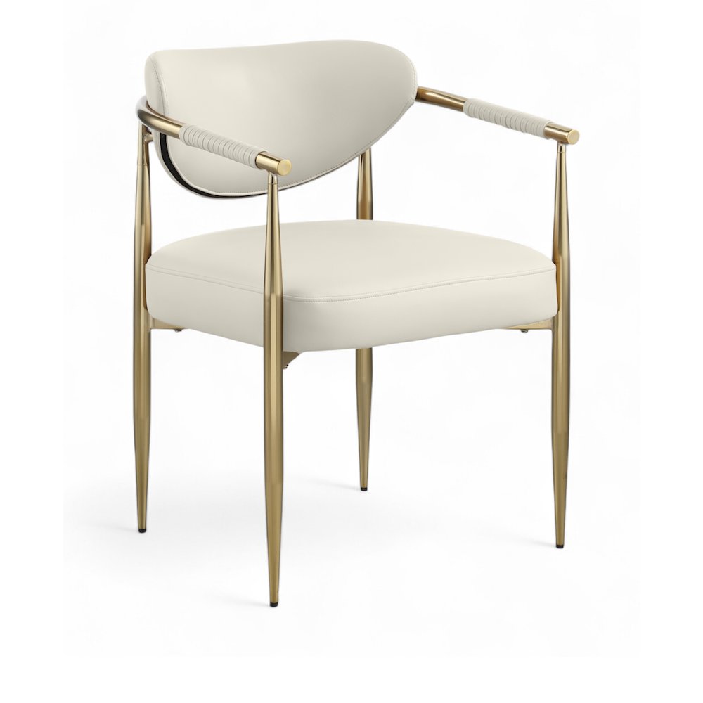 Virella Cream Vegan Leather Upholstered Dining Chair, Set of 2