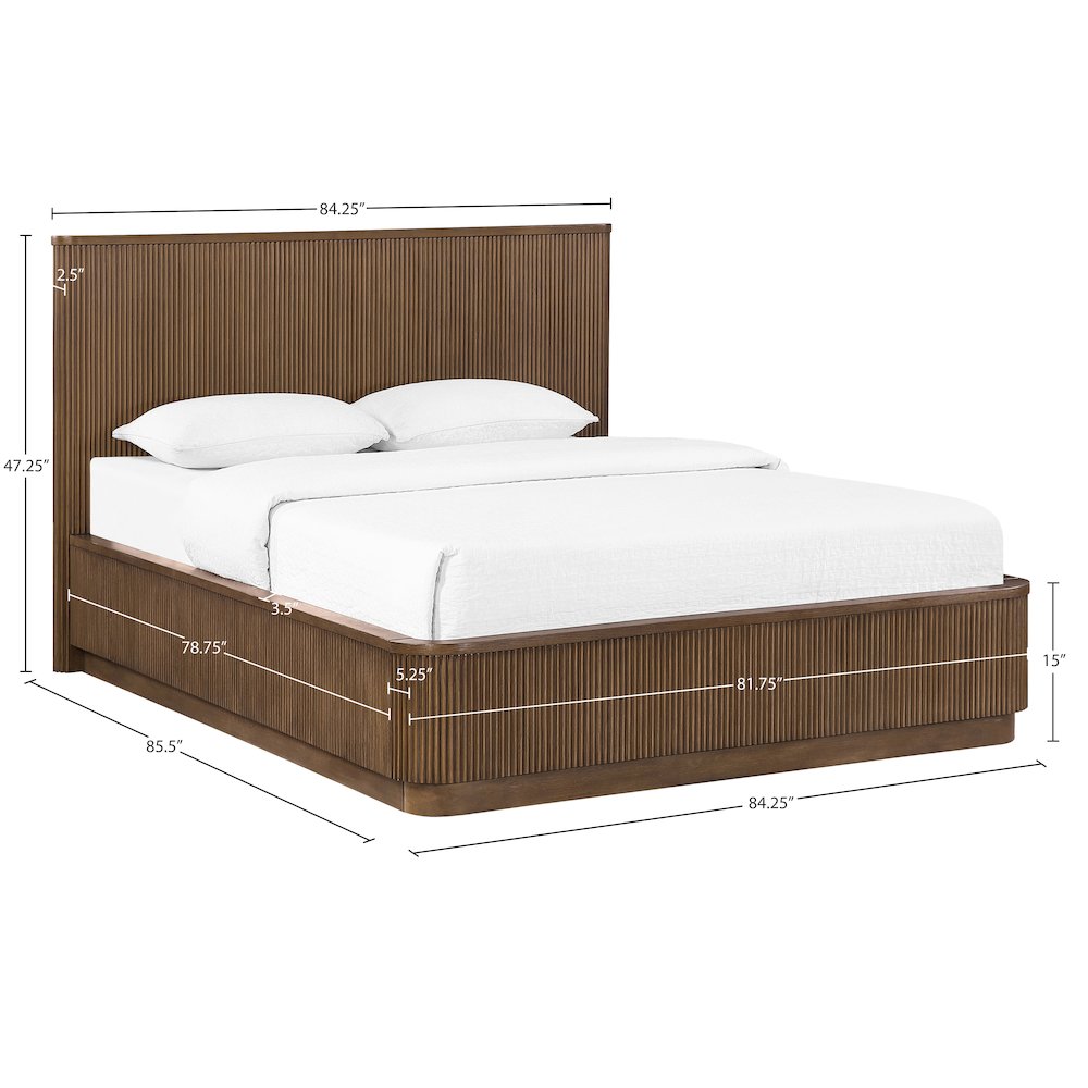 Astrid Brown Solid Wood And Oak Veneer King Bed (3 Boxes)