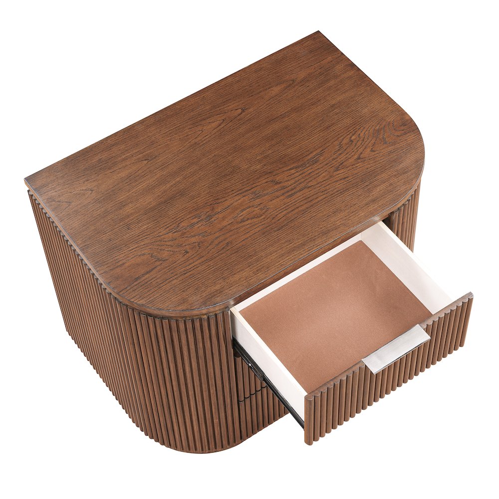 Astrid Brown Solid Wood And Oak Veneer Nightstand