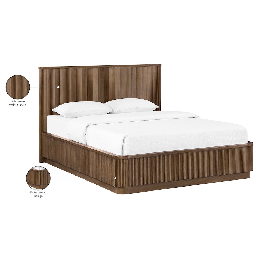 Astrid Brown Solid Wood And Oak Veneer Queen Bed (3 Boxes)