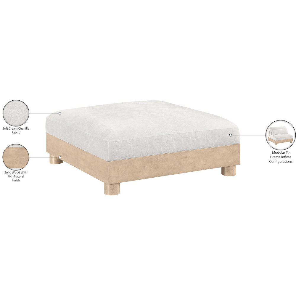 Turin Cream Chenille Fabric Upholstered Modular Ottoman
