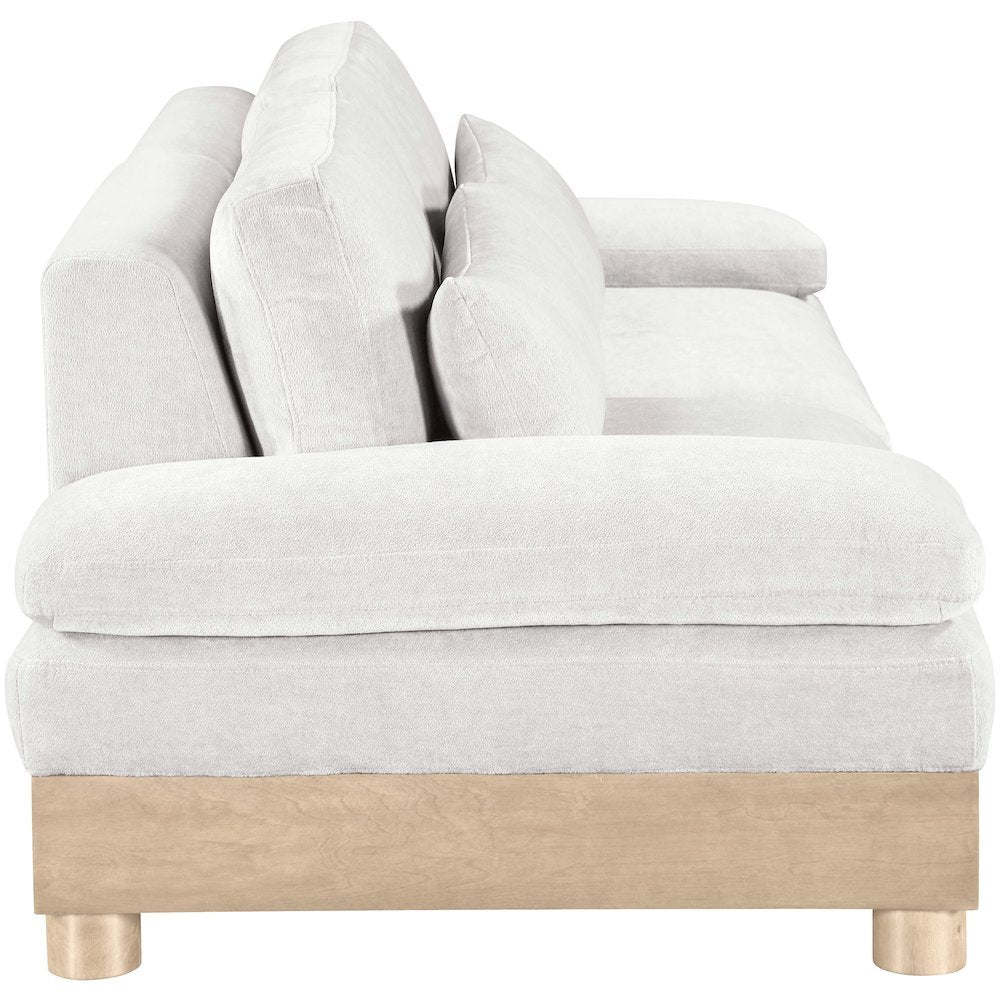 Turin 95.5" Cream Chenille Fabric Upholstered 2pc. Modular Loveseat