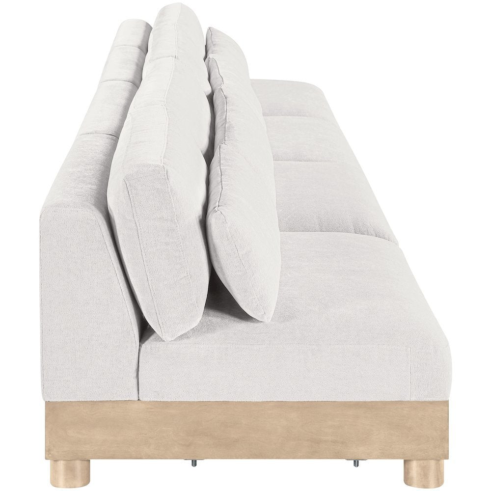 Turin 160" Cream Chenille Fabric Upholstered 4pc. Modular Sofa