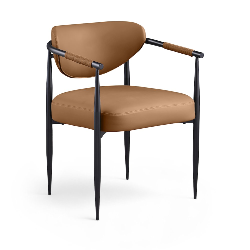 Virella Cognac Vegan Leather Upholstered Dining Chair, Set of 2