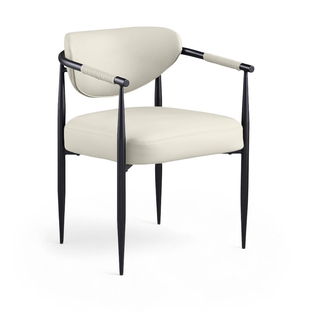 Virella Cream Vegan Leather Upholstered Dining Chair, Set of 2