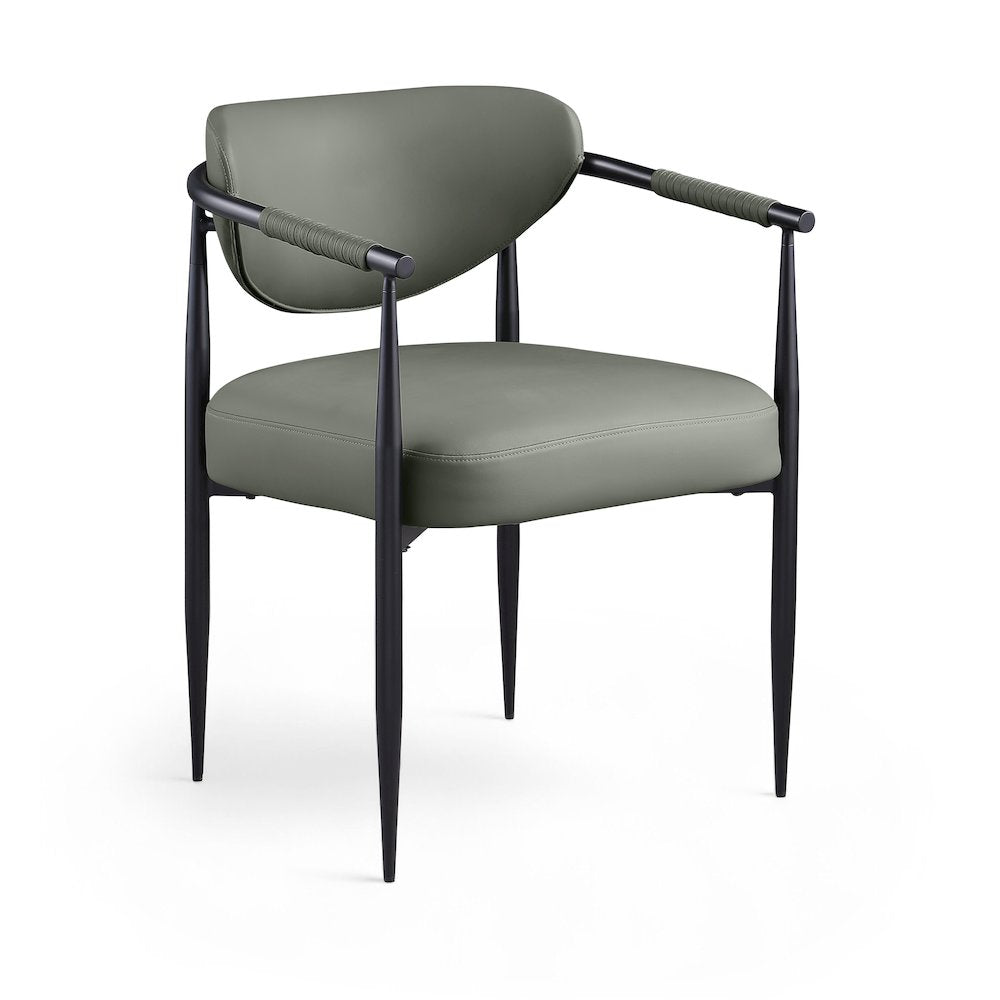 Virella Olive Vegan Leather Upholstered Dining Chair, Set of 2