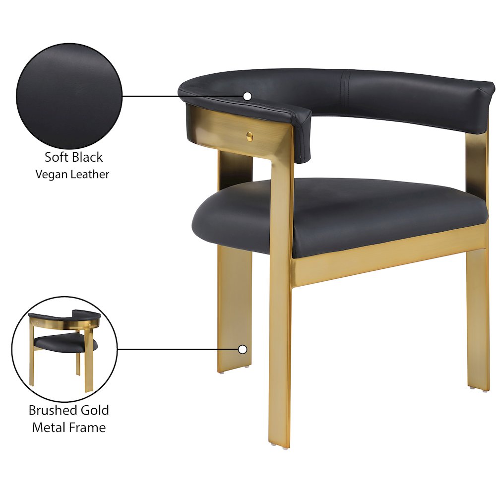 Romeo Black Vegan Leather Dining Chair, Set of 2