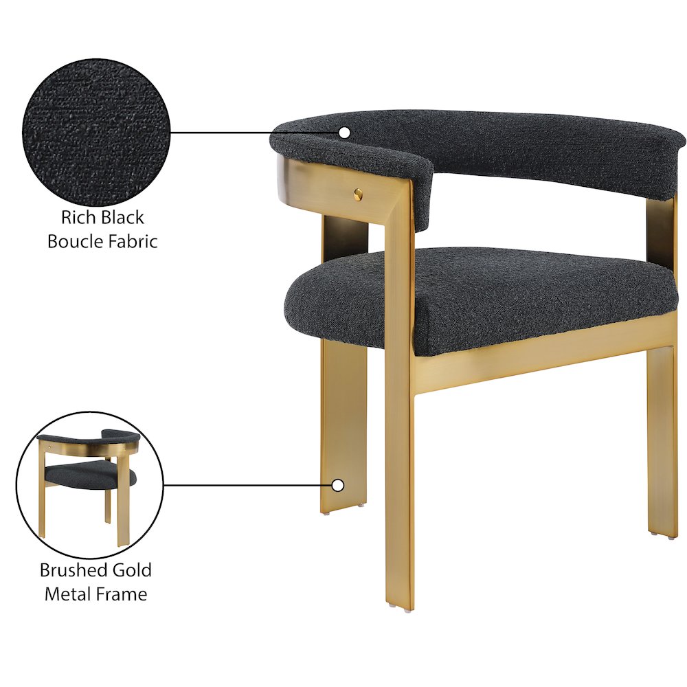 Romeo Black Boucle Fabric Dining Chair, Set of 2