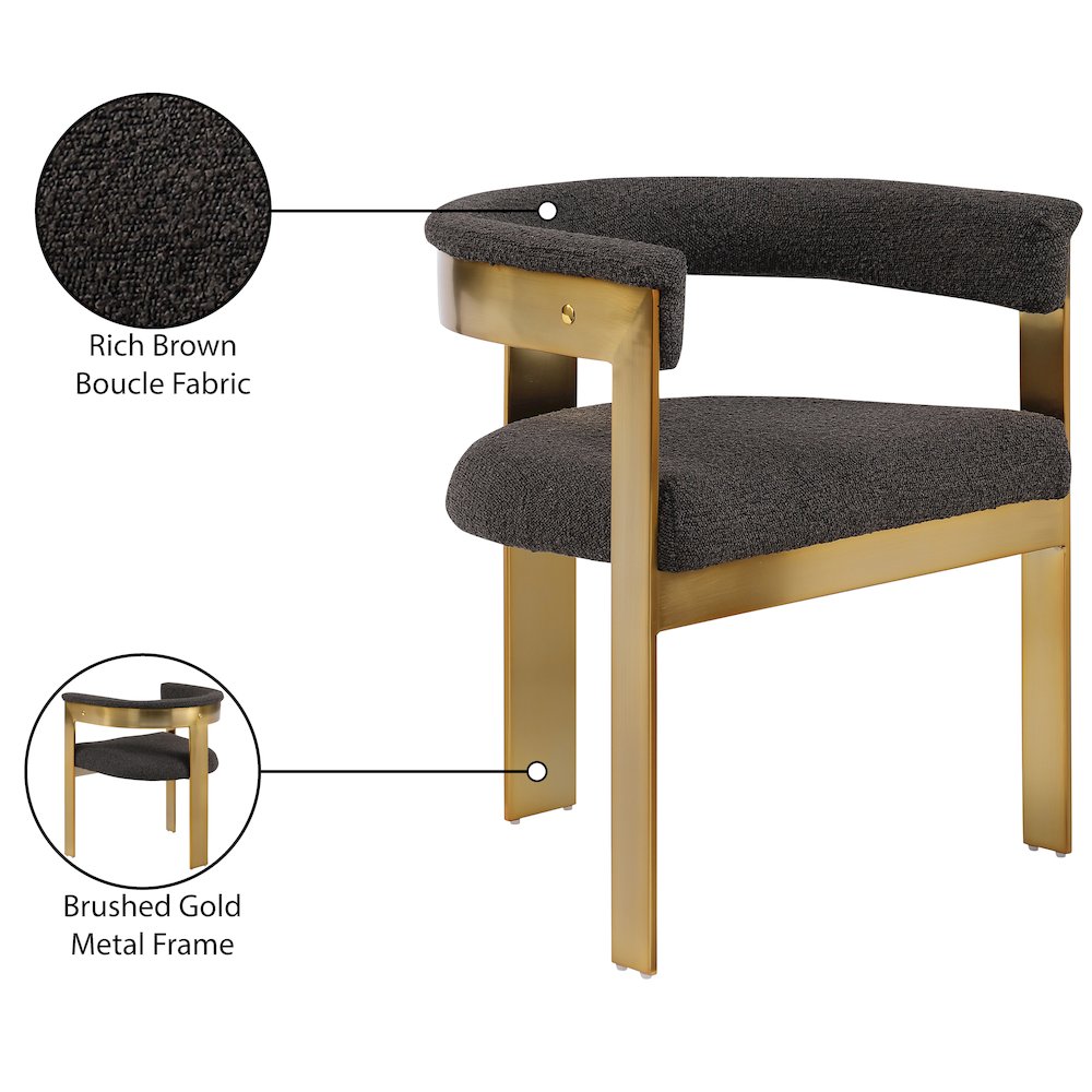 Romeo Brown Boucle Fabric Dining Chair, Set of 2