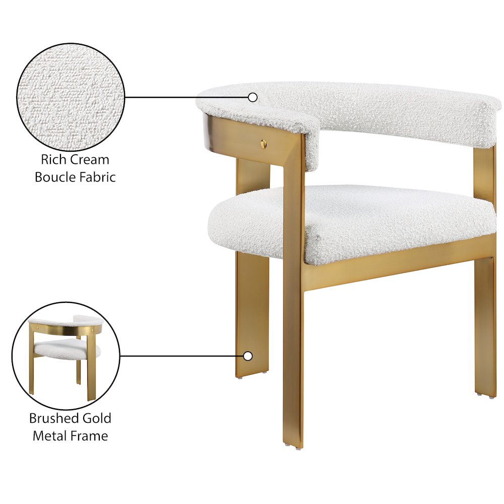 Romeo Cream Boucle Fabric Dining Chair, Set of 2