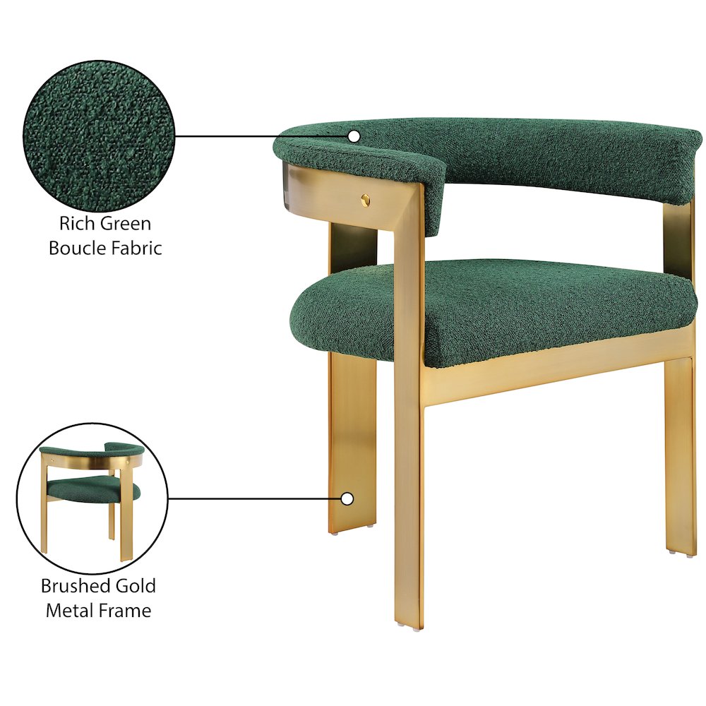 Romeo Green Boucle Fabric Dining Chair, Set of 2