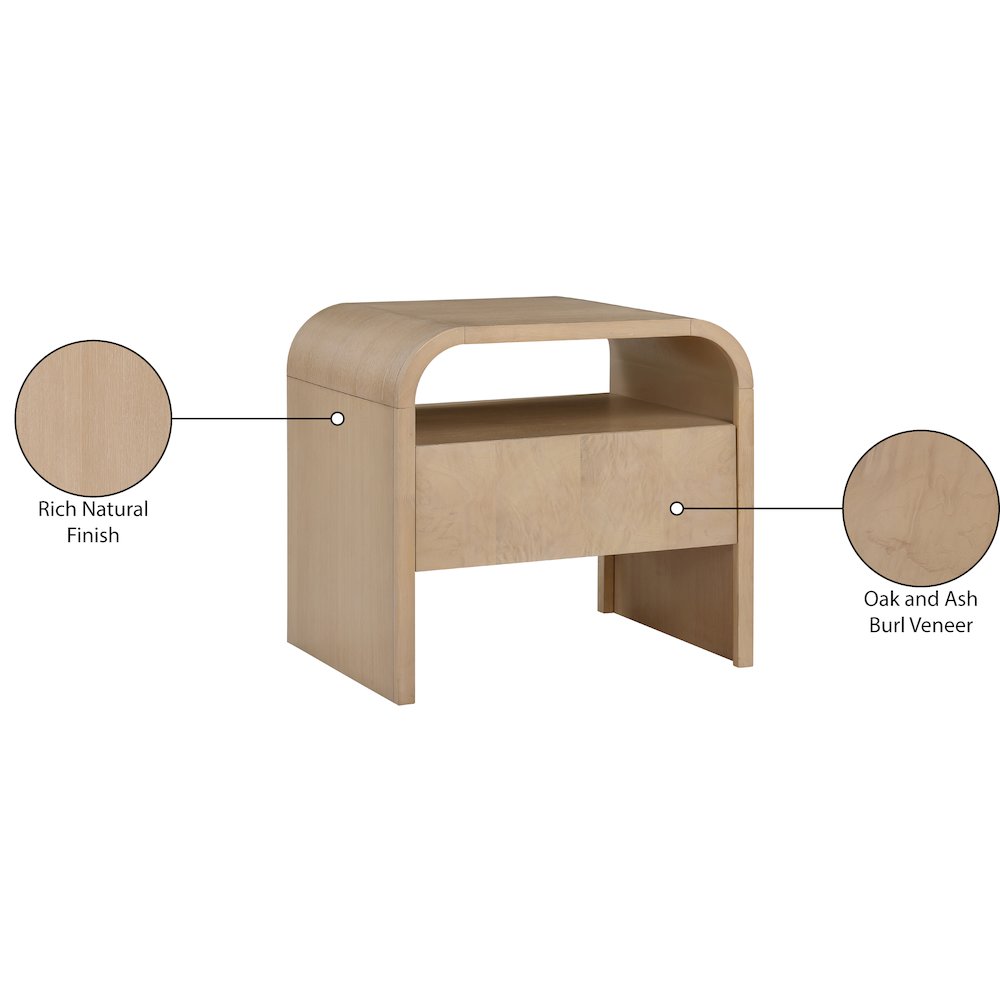 Giada Natural Solid Wood And Veneer Nightstand