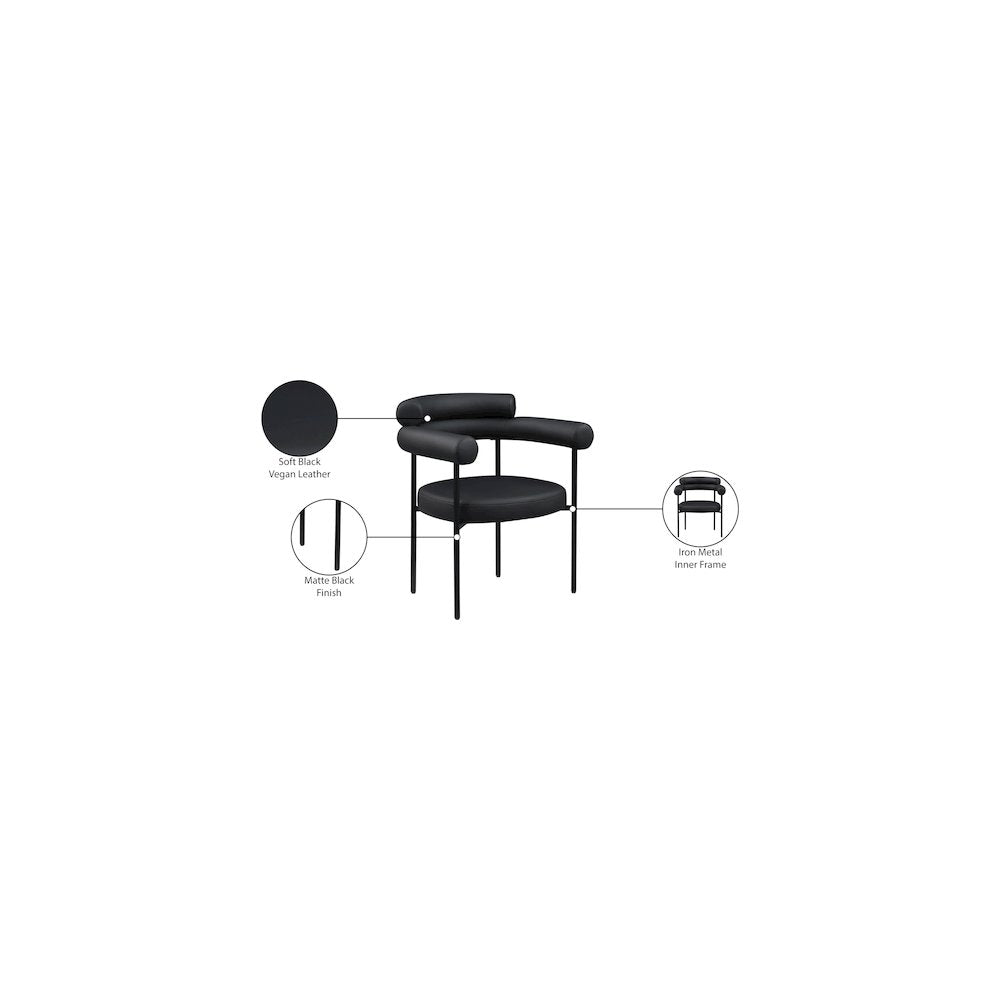 Blake Black Vegan Leather Dining Chair, Set of 2