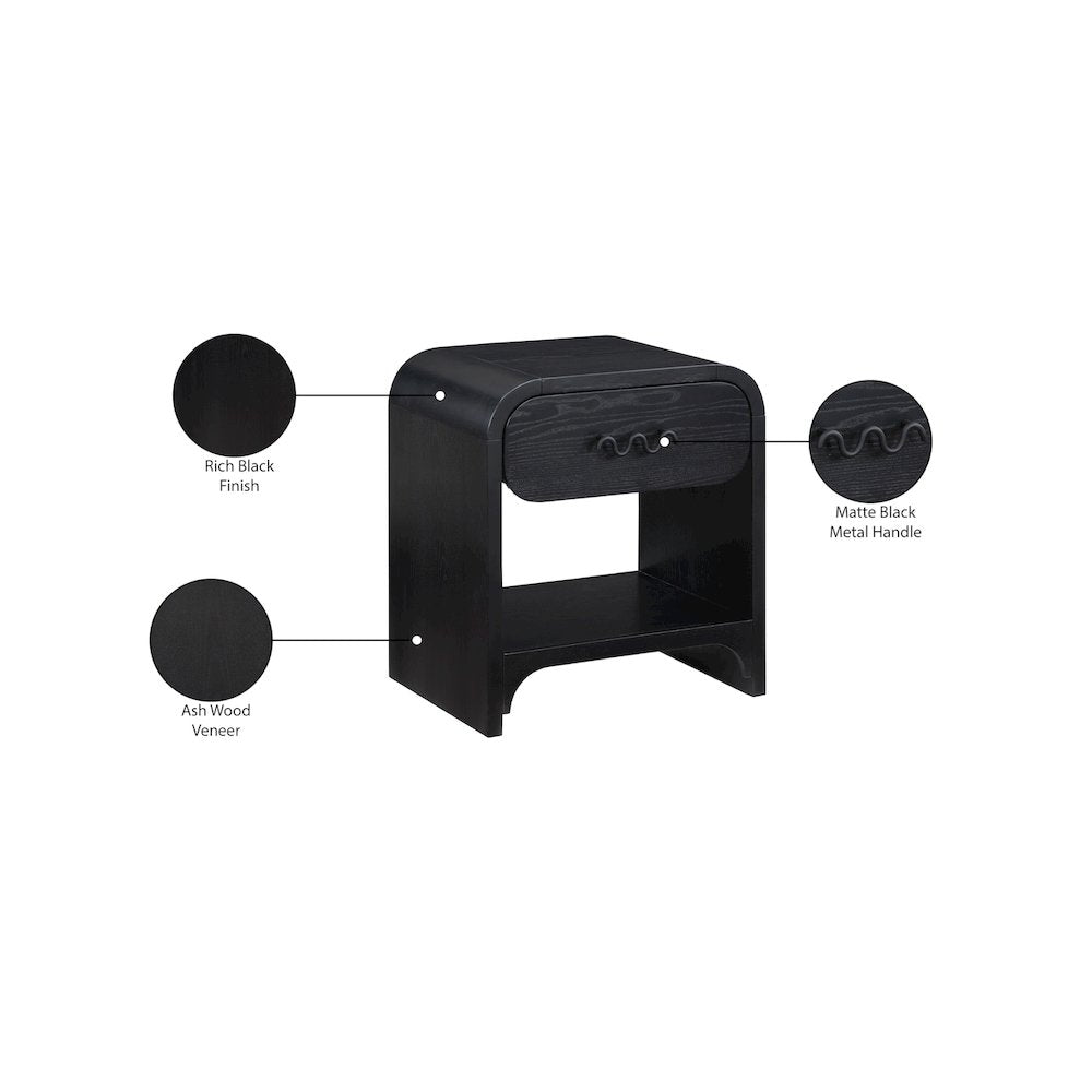Hayes Black Night Stand / Side Table