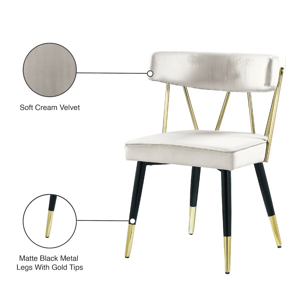 Rheingold Cream Velvet Dining Chair, Set of 2