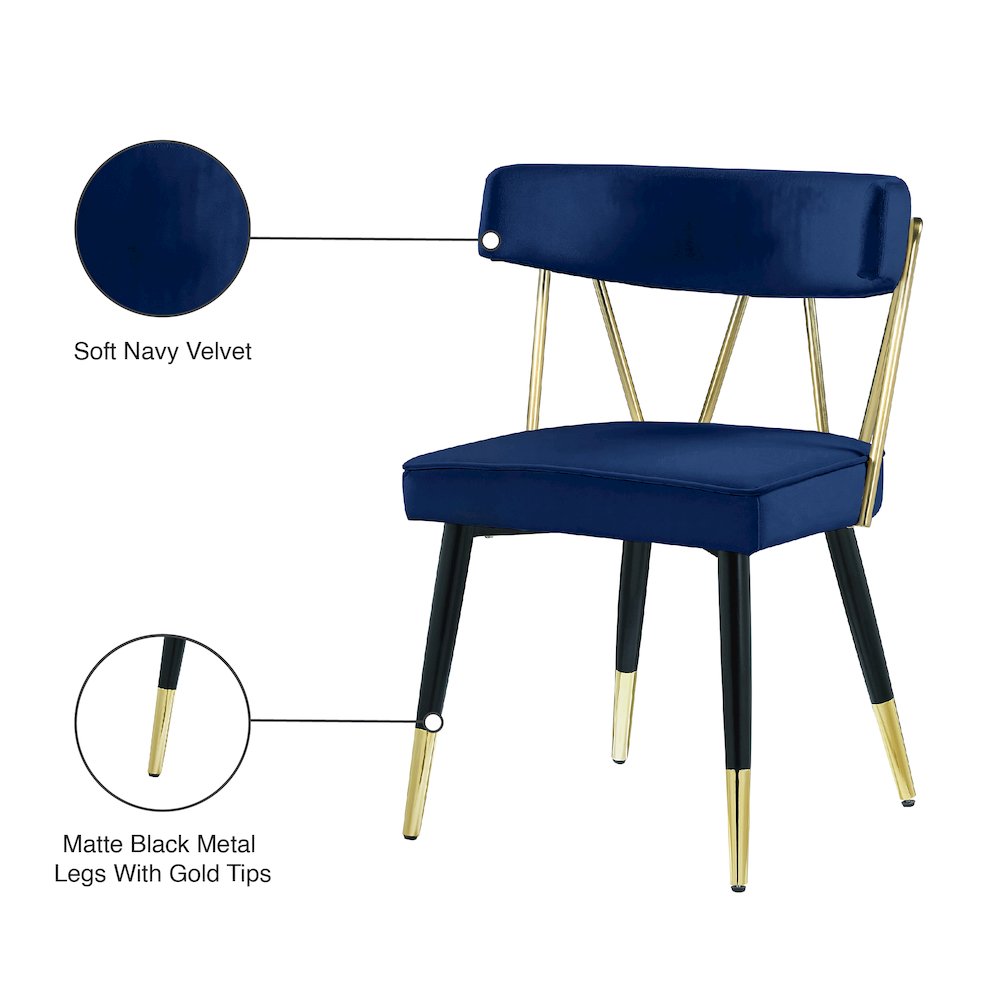 Rheingold Navy Velvet Dining Chair, Set of 2