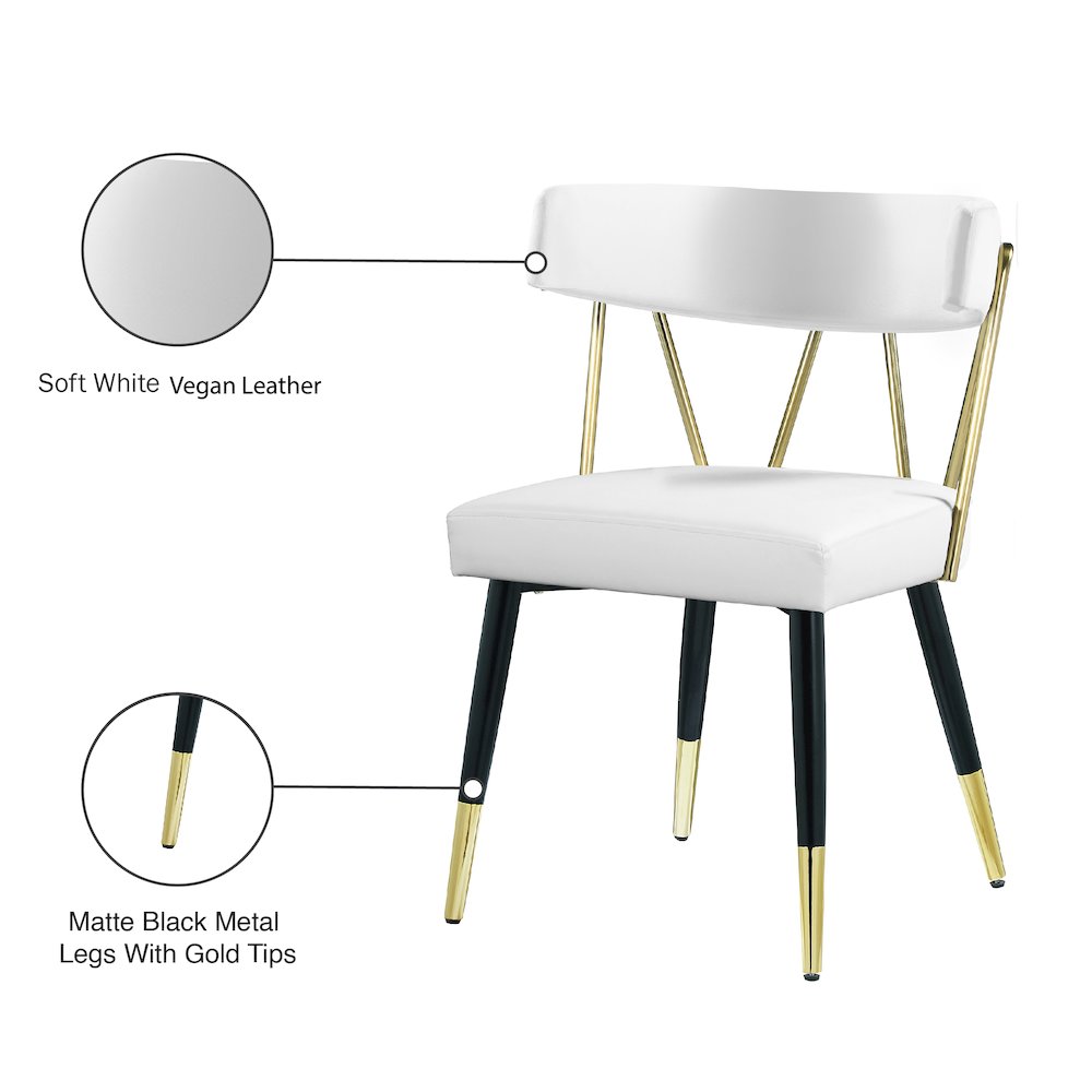 Rheingold White Vegan Leather Dining Chair, Set of 2