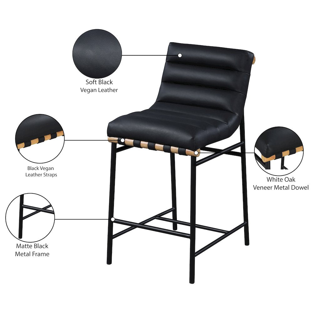 Burke Black Vegan Leather Counter Stool