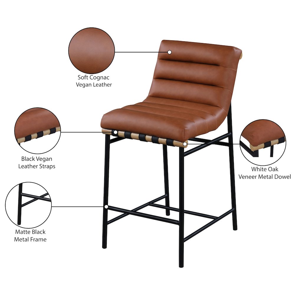 Burke Cognac Vegan Leather Counter Stool