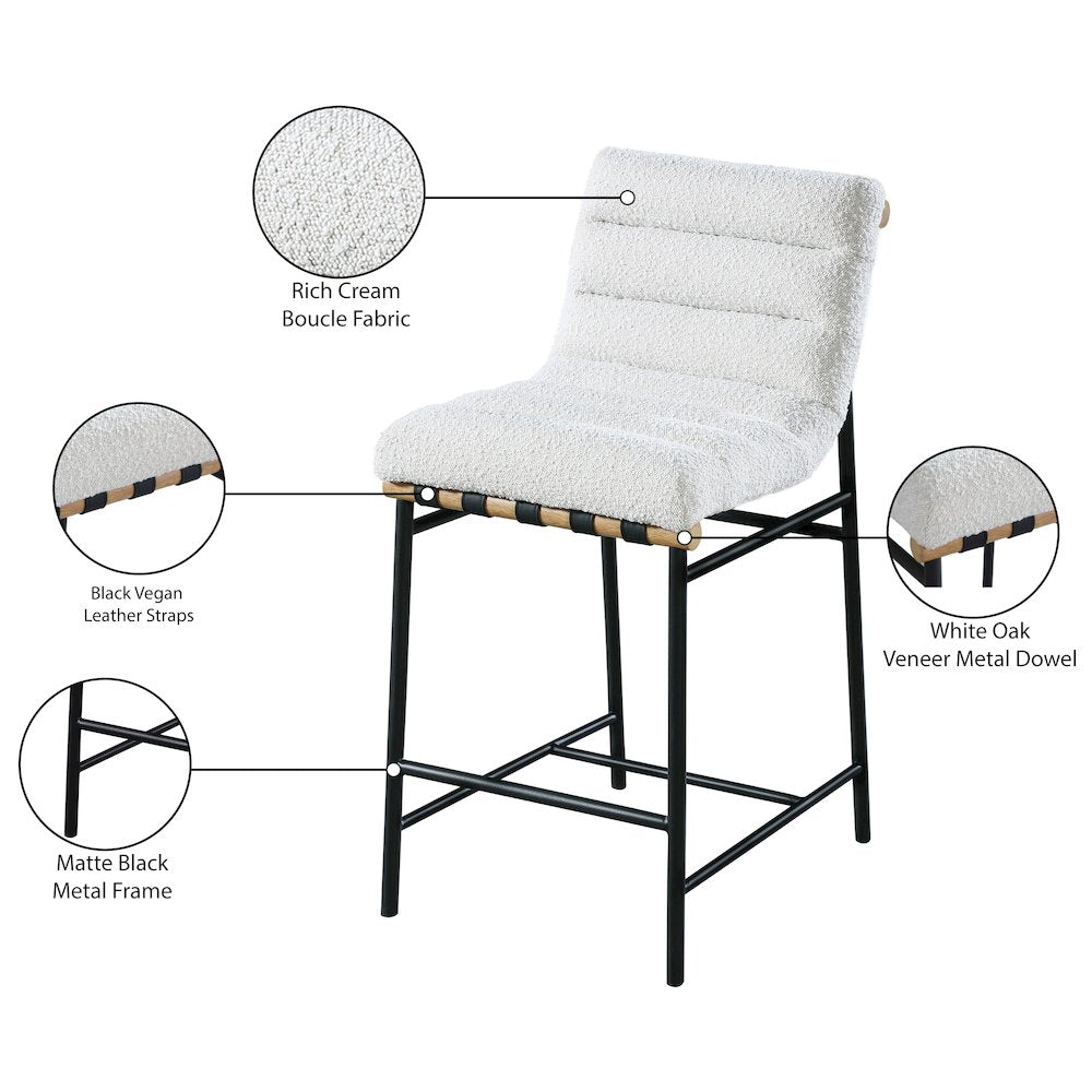 Burke Cream Boucle Fabric Counter Stool