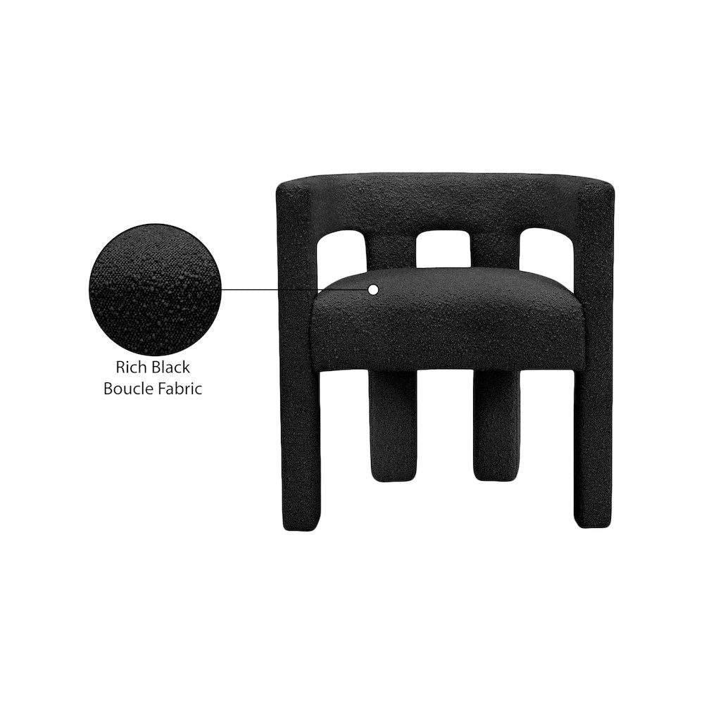 Athena Black Boucle Fabric Accent/Dining Chair
