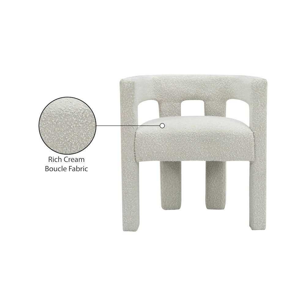 Athena Cream Boucle Fabric Accent/Dining Chair