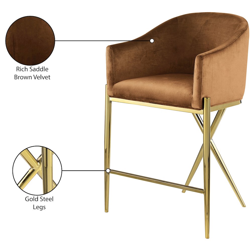 Xavier Saddle Velvet Counter Stool
