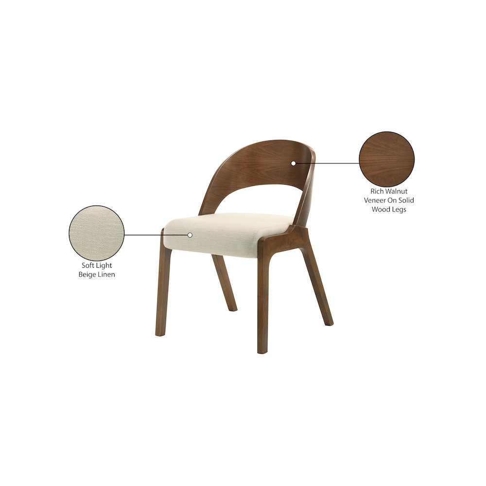 Woodson Beige Linen Textured Fabric Dining Chair, Set of 2