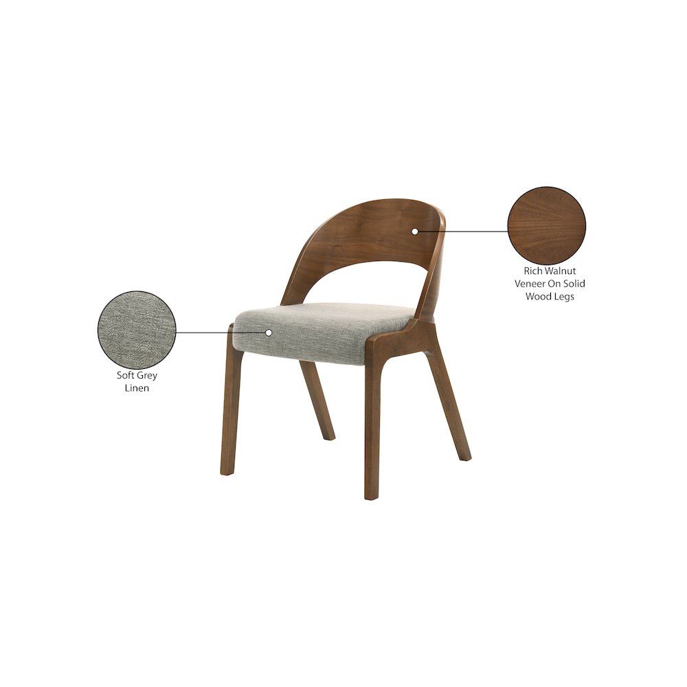 Woodson Grey Linen Textured Fabric Dining Chair, Set of 2