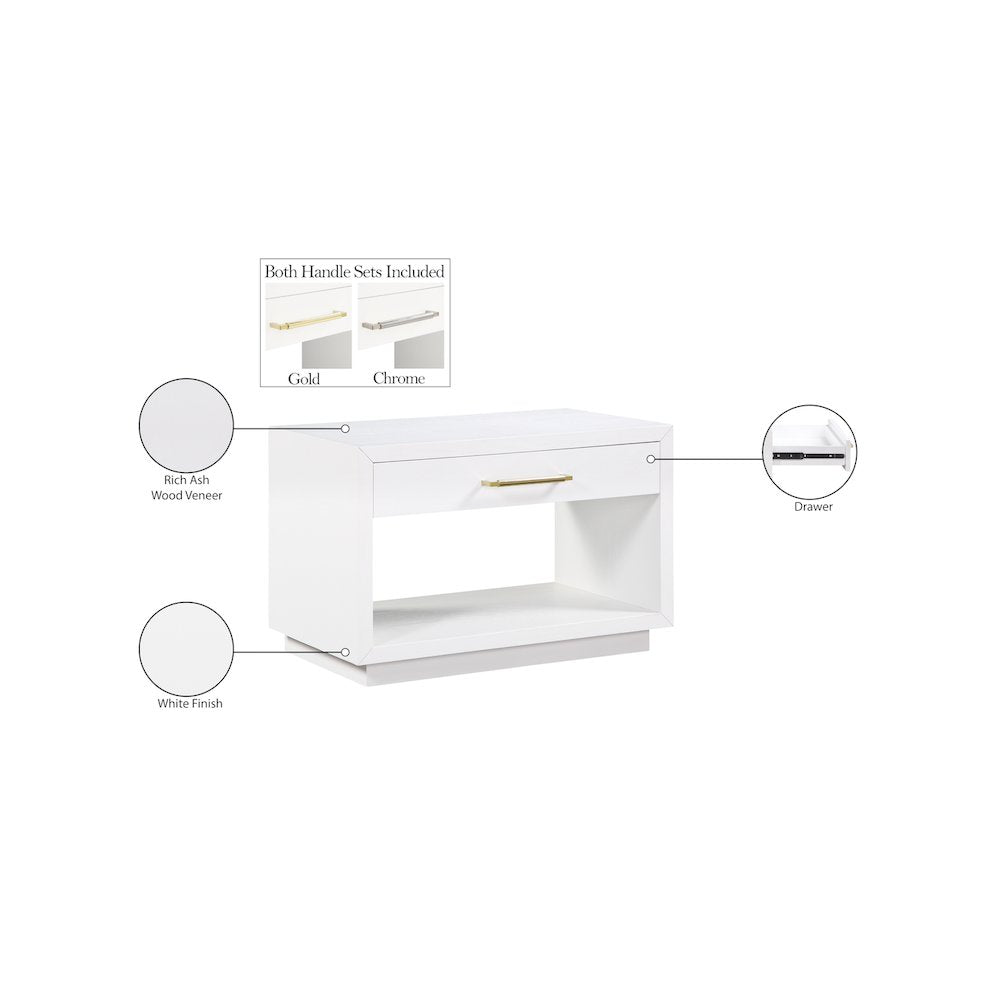 Avery White Wood Veneer Night Stand