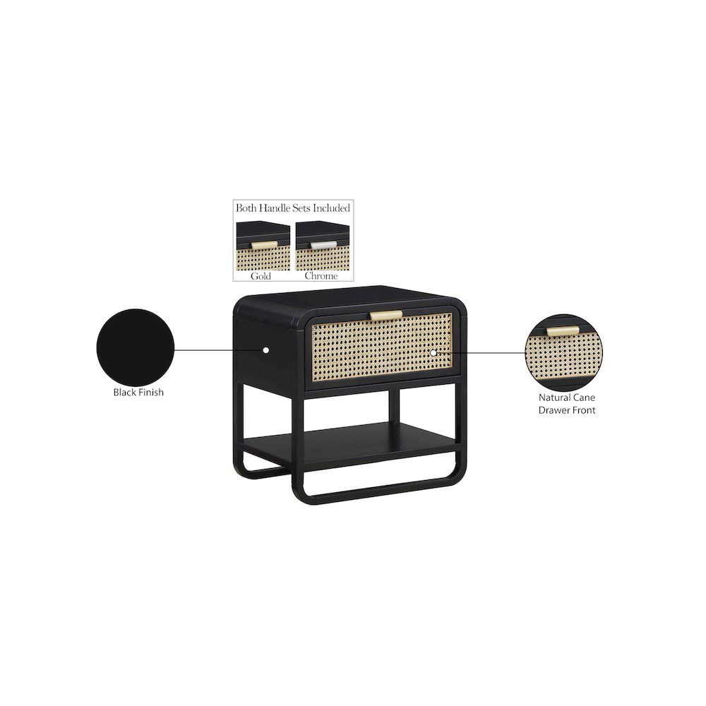 Sage Black Wood Veneer Night Stand