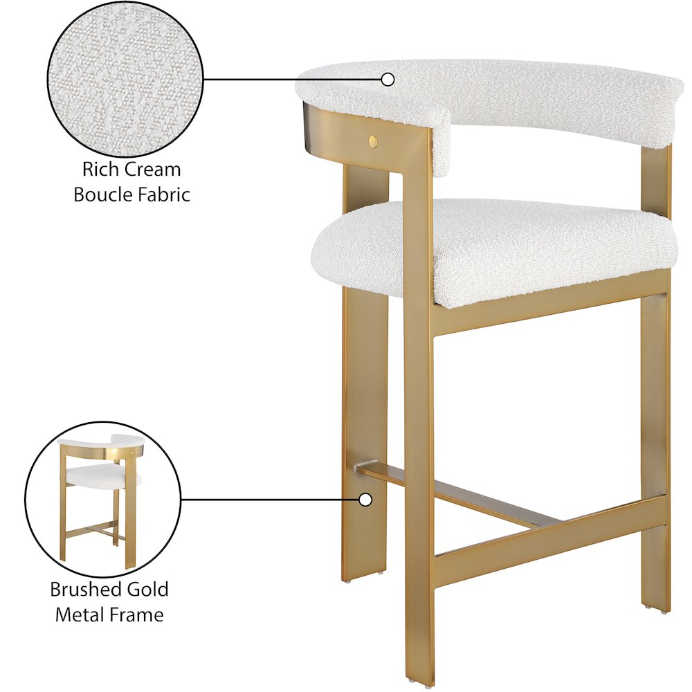 Romeo Cream Boucle Fabric Counter Stool, Set of 2
