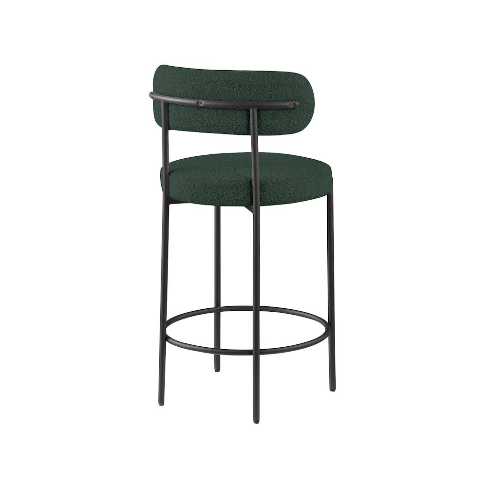 Beacon Green Boucle Fabric Stool, Set of 2