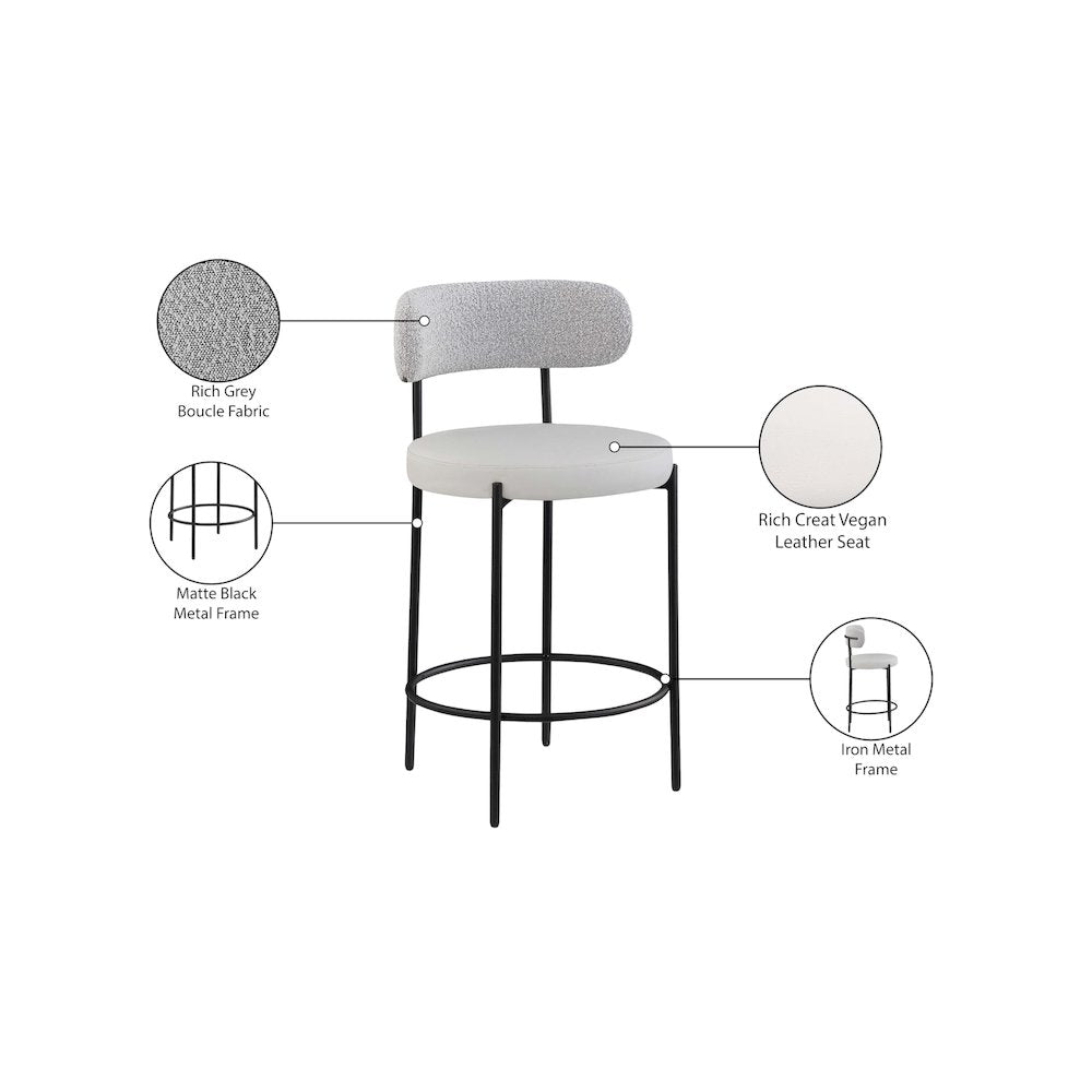 Beacon Taupe Vegan Leather Seat Stool, Set of 2