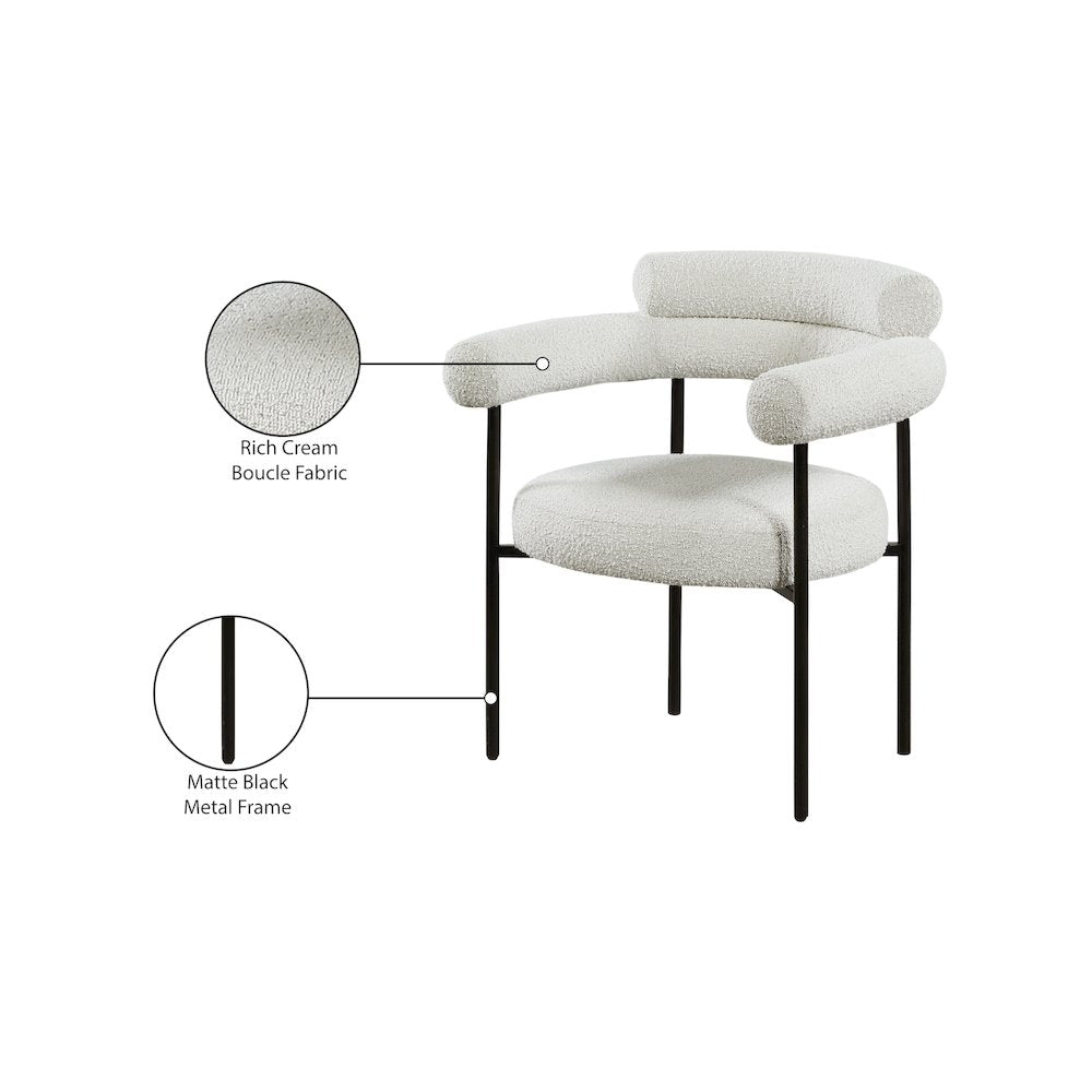 Blake Cream Boucle Fabric Dining Chair, Set of 2