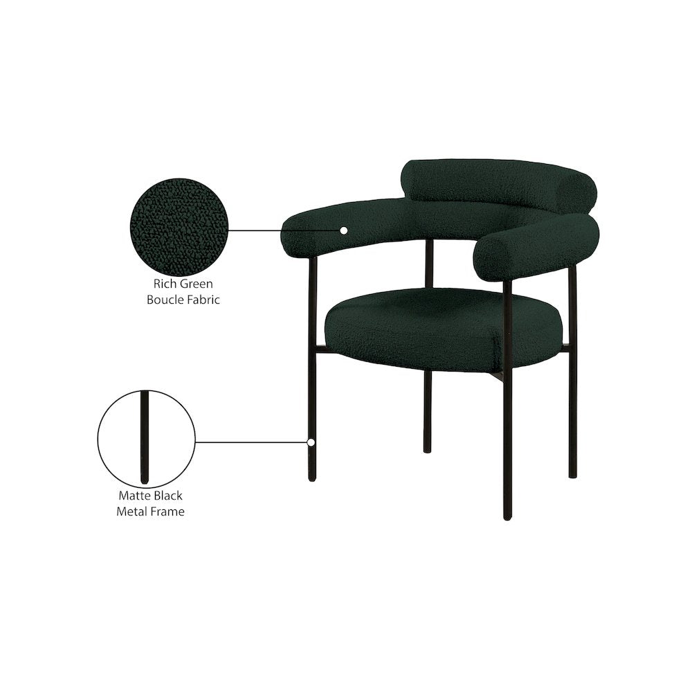 Blake Green Boucle Fabric Dining Chair, Set of 2
