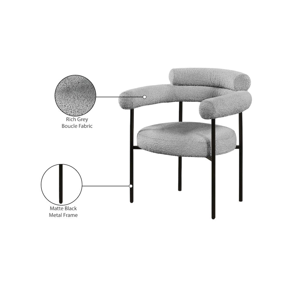Blake Grey Boucle Fabric Dining Chair, Set of 2