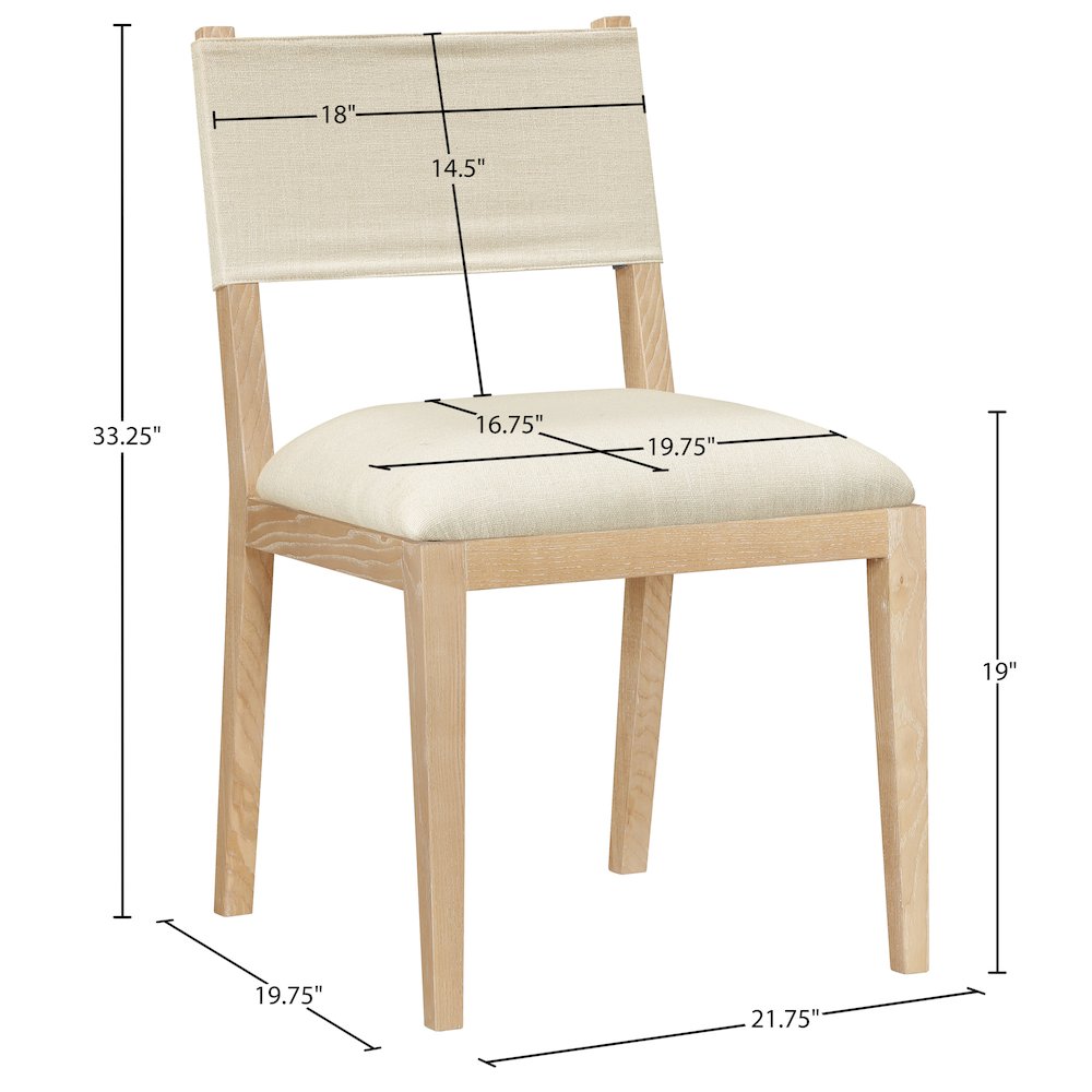 Avon Cream Linen Textured Fabric Dining Side Chair, Set of 2