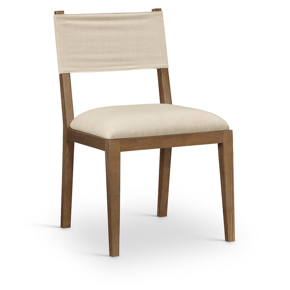 Avon Beige Linen Textured Fabric Dining Side Chair, Set of 2