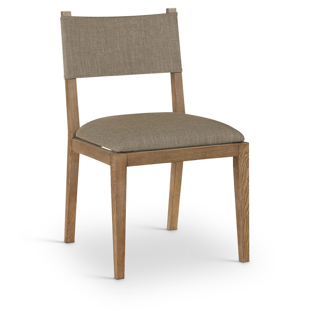 Avon Brown Linen Textured Fabric Dining Side Chair, Set of 2