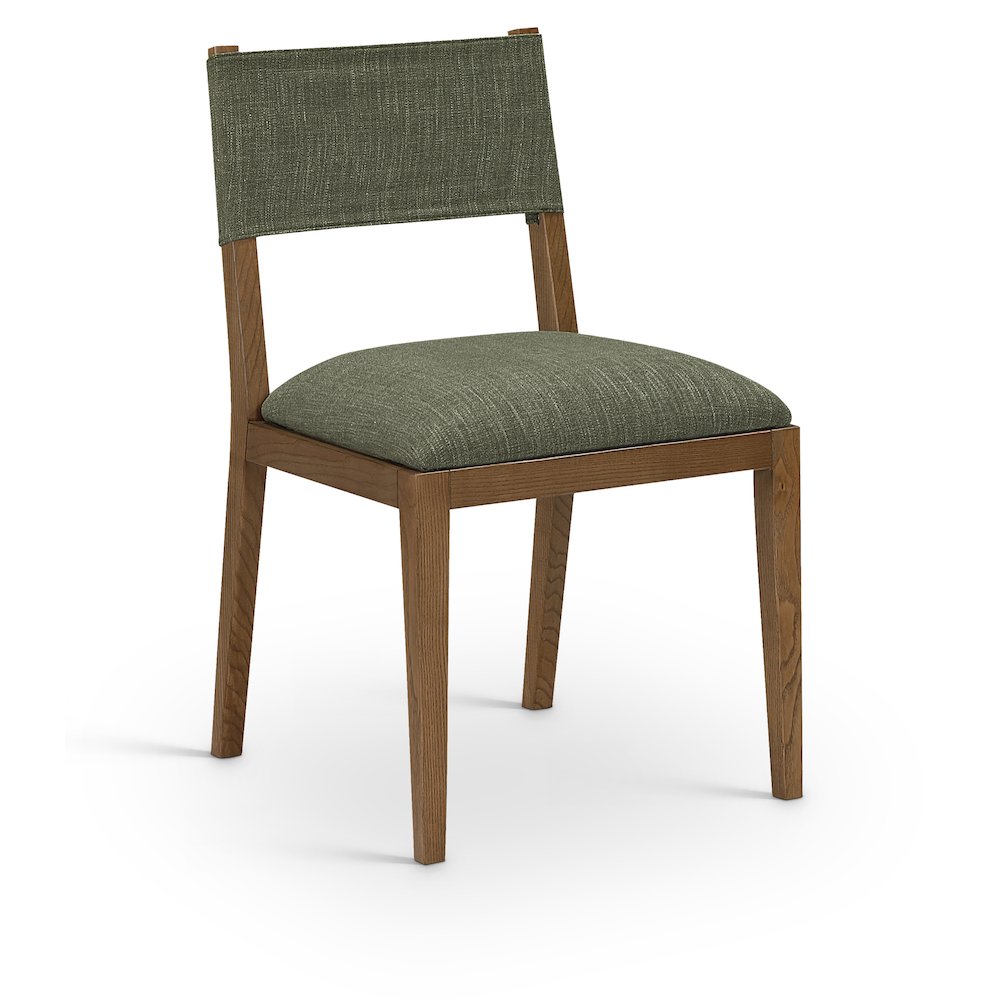 Avon Olive Linen Textured Fabric Dining Side Chair, Set of 2