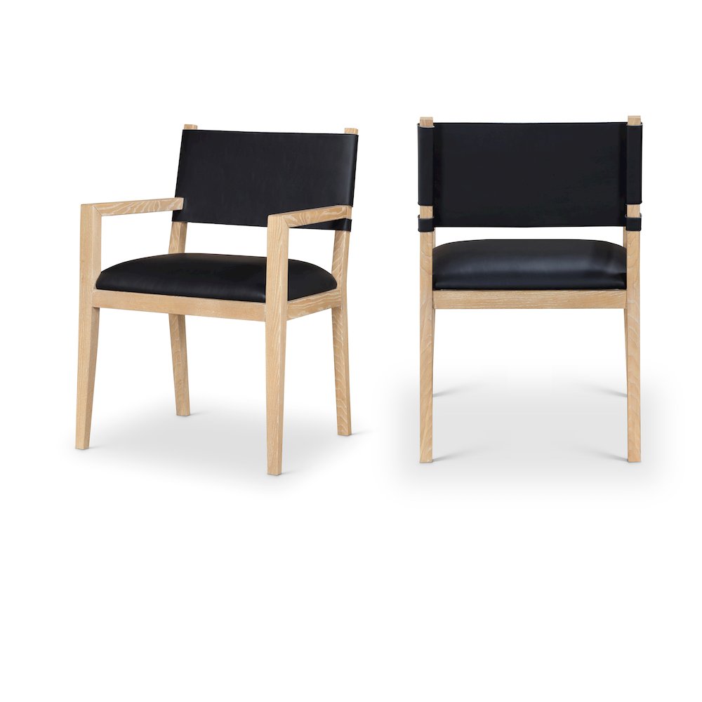 Avon Black Vegan Leather Dining Arm Chair