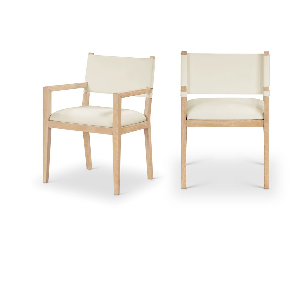 Avon Cream Vegan Leather Dining Arm Chair