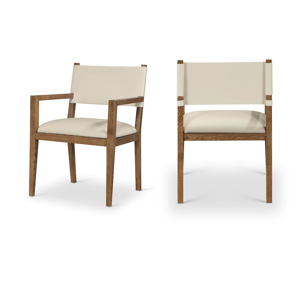 Avon Beige Vegan Leather Dining Arm Chair