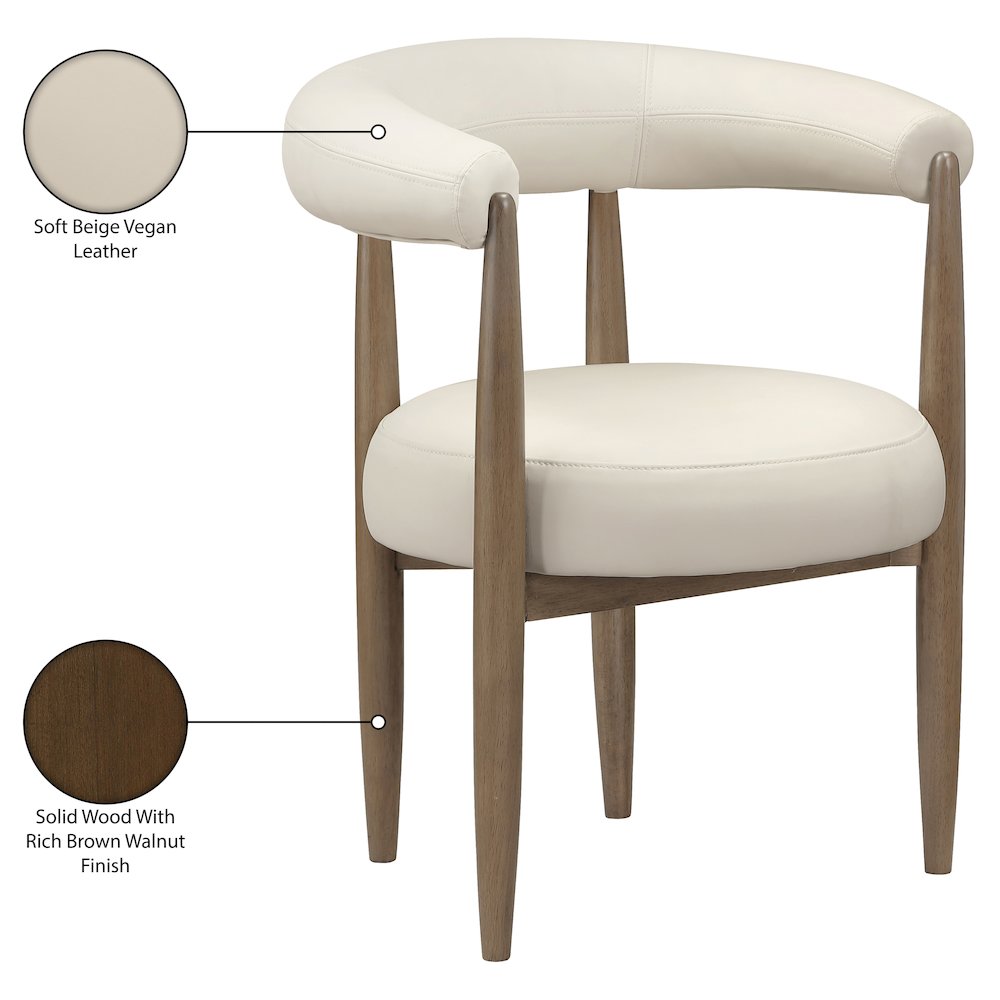 Sable Beige Vegan Leather Upholstered Dining Chair