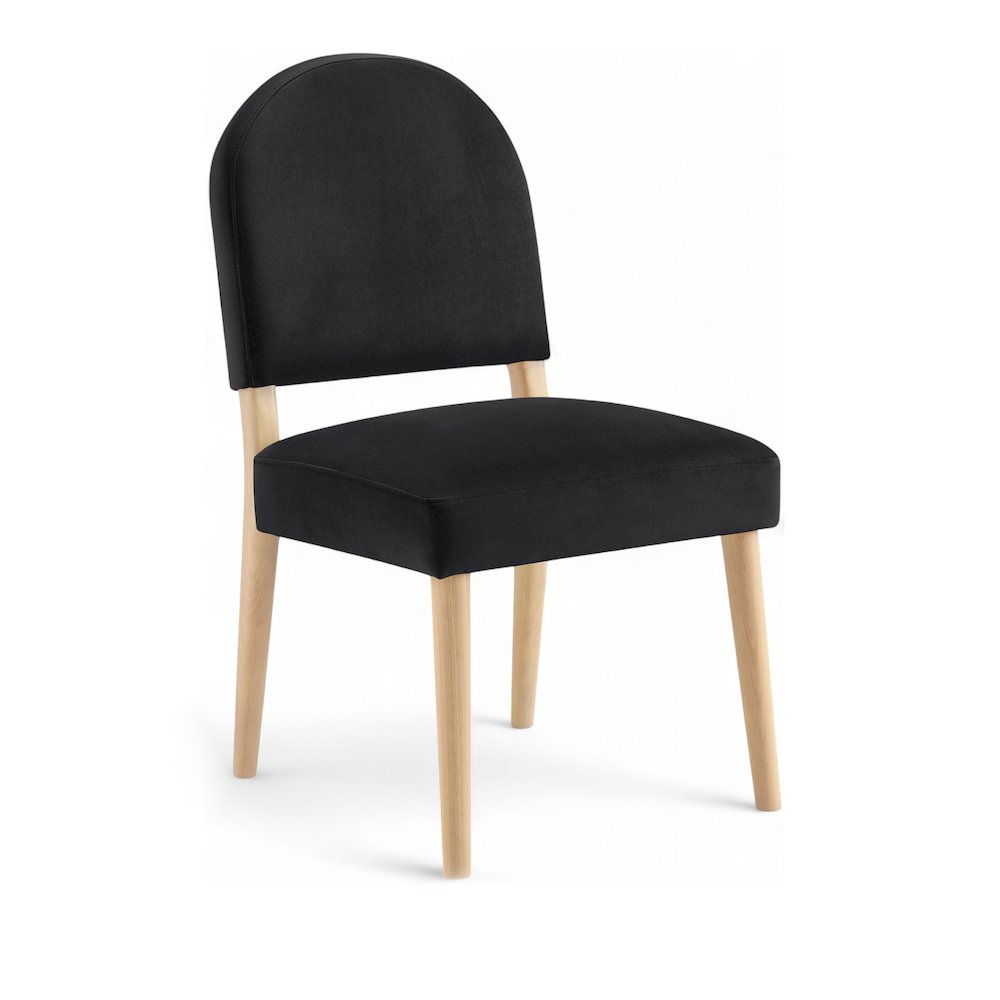 Varinelle Black Velvet Upholstered Dining Chair, Set of 2