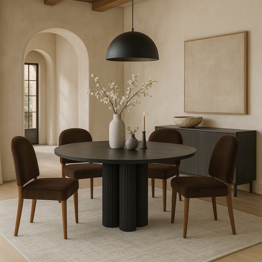 Varinelle Brown Velvet Upholstered Dining Chair, Set of 2
