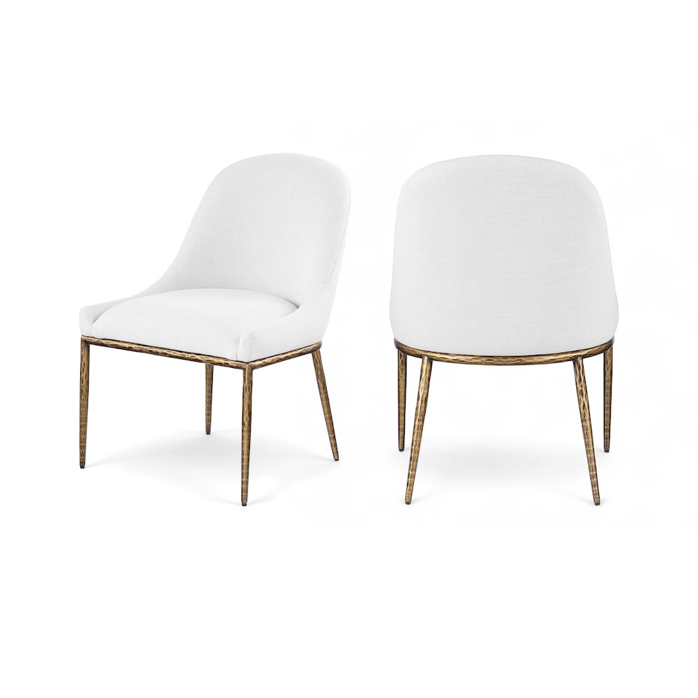 Ferro White Linen Textured Performance Fabric Upholstered Dining Side Chair