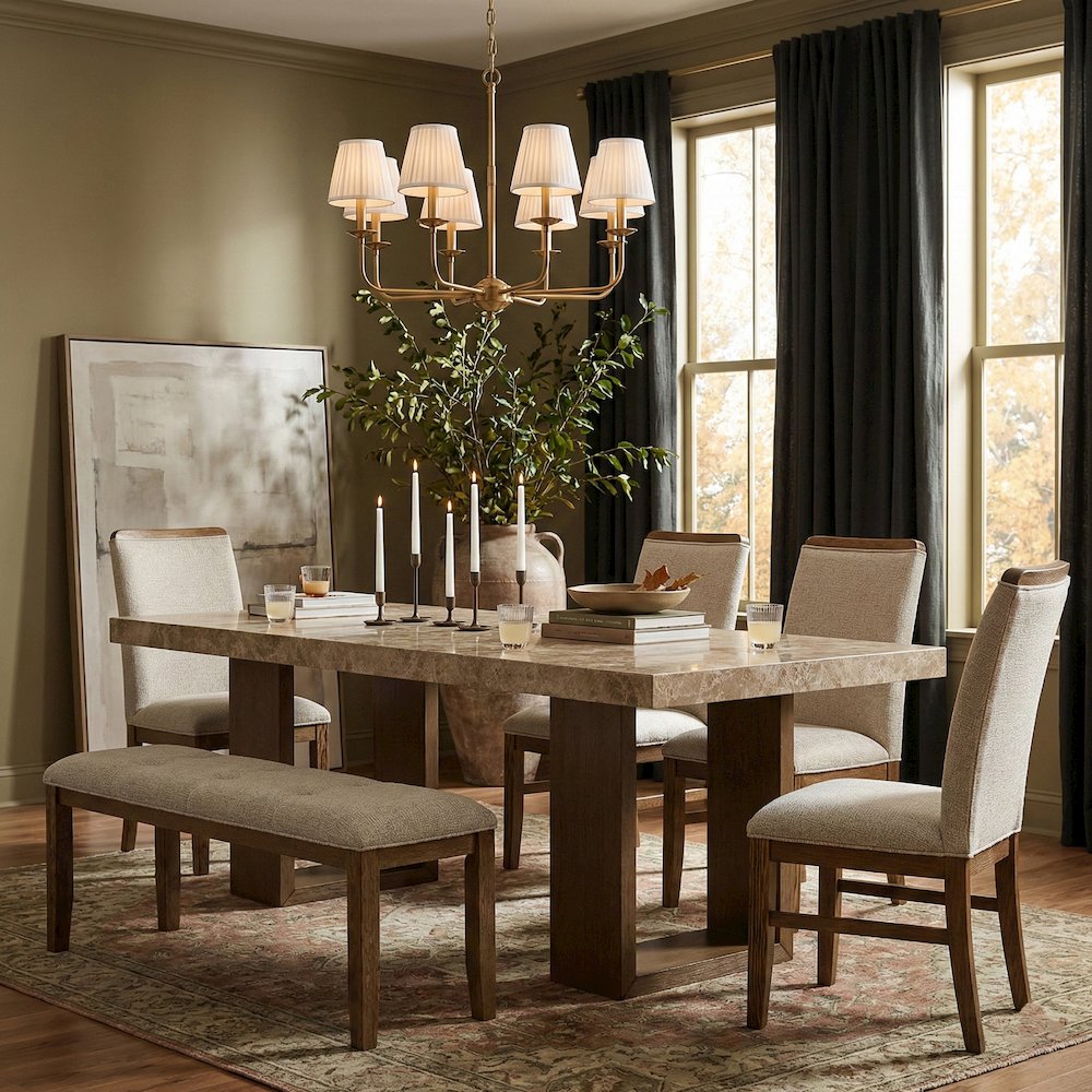 Ananda Beige Fabric Upholstered Bench
